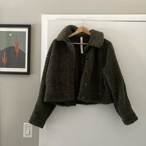 Lulu Lemon army green sherpa jacket.